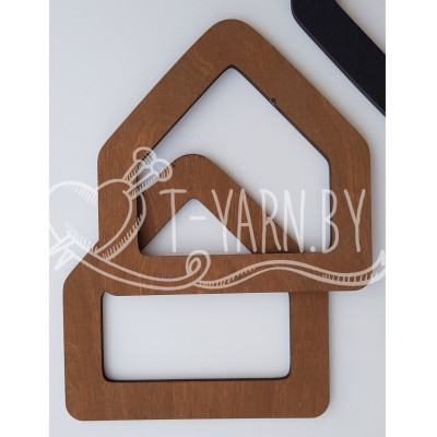 Ручки для сумки, 1 пара, деревянные, Домик, 14*14 см, цвет Орех
