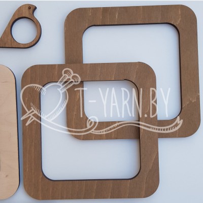 Ручки для сумки, 1 пара, деревянные, Квадрат, 15*15 см, цвет Орех