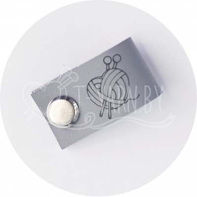 Бирка съемная (винт), 35*20 мм, натуральная кожа, Сердце, цвет Титан