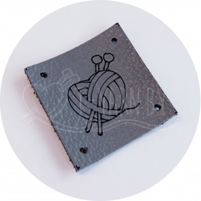 Бирка пришивная, 25*25 мм, натуральная кожа, Сердце, цвет Графит