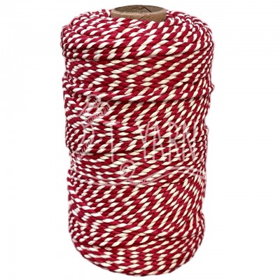 Нить хлопковая, цвет Снегирь, 2 мм, 100 м, бобина